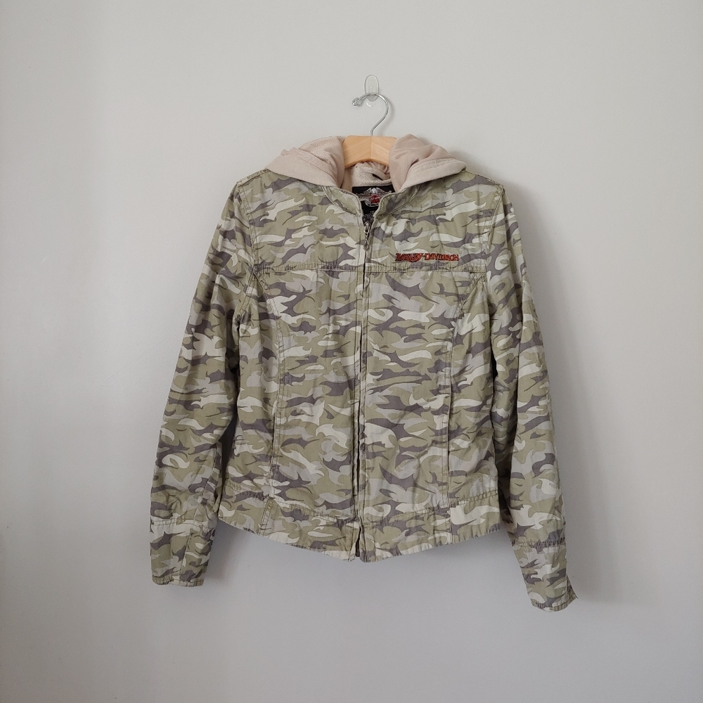 Harley Davidson Motorcycle 2 In 1 Camouflage Jacket Size Large